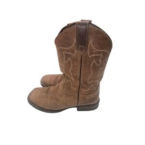 Roper Big Kids Brown Leather Western Cowboy Boots Square Toe Size 5